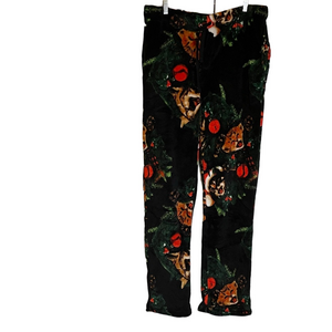 MAD ENGINE Cat Christmas Pajama Lounge Pants, Women’s XL, Black Green Orange